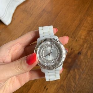 Michael kors white diamond watch